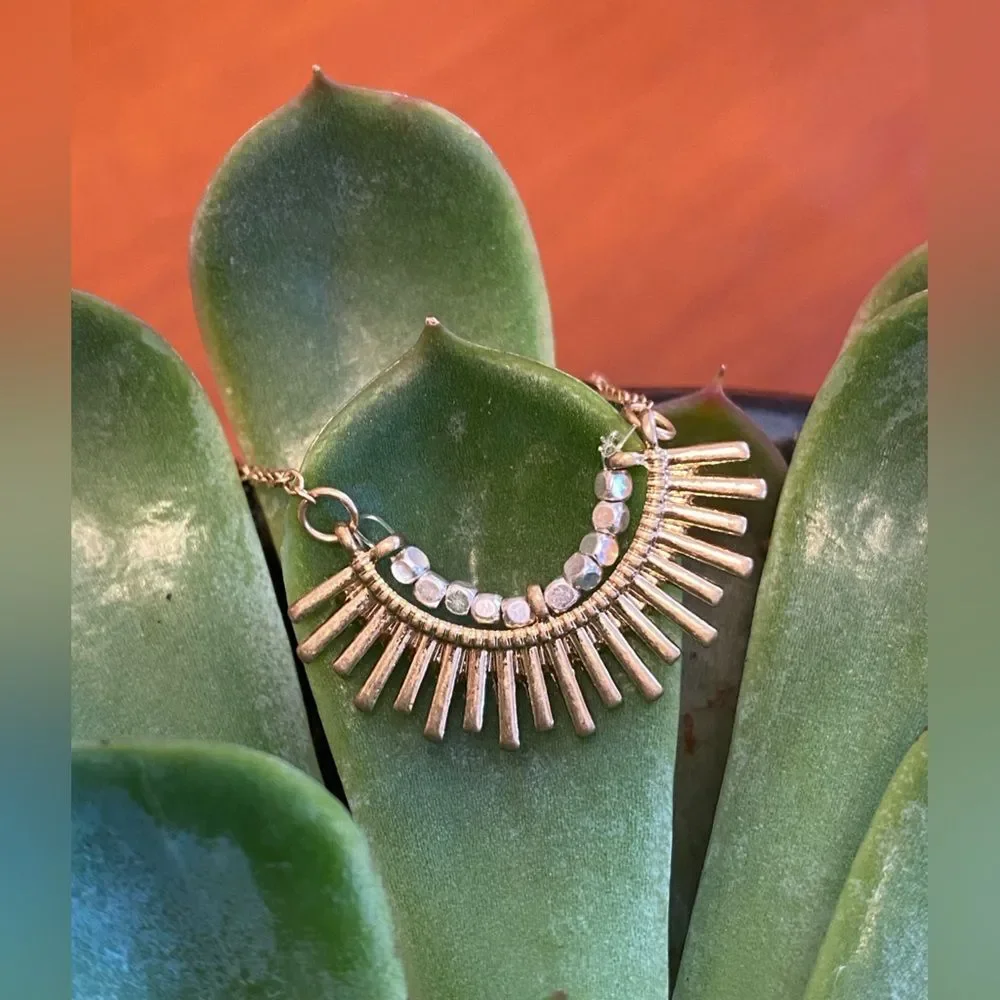 Boho Cottage Festival Simple Sunburst Gold Colored Dainty Necklace